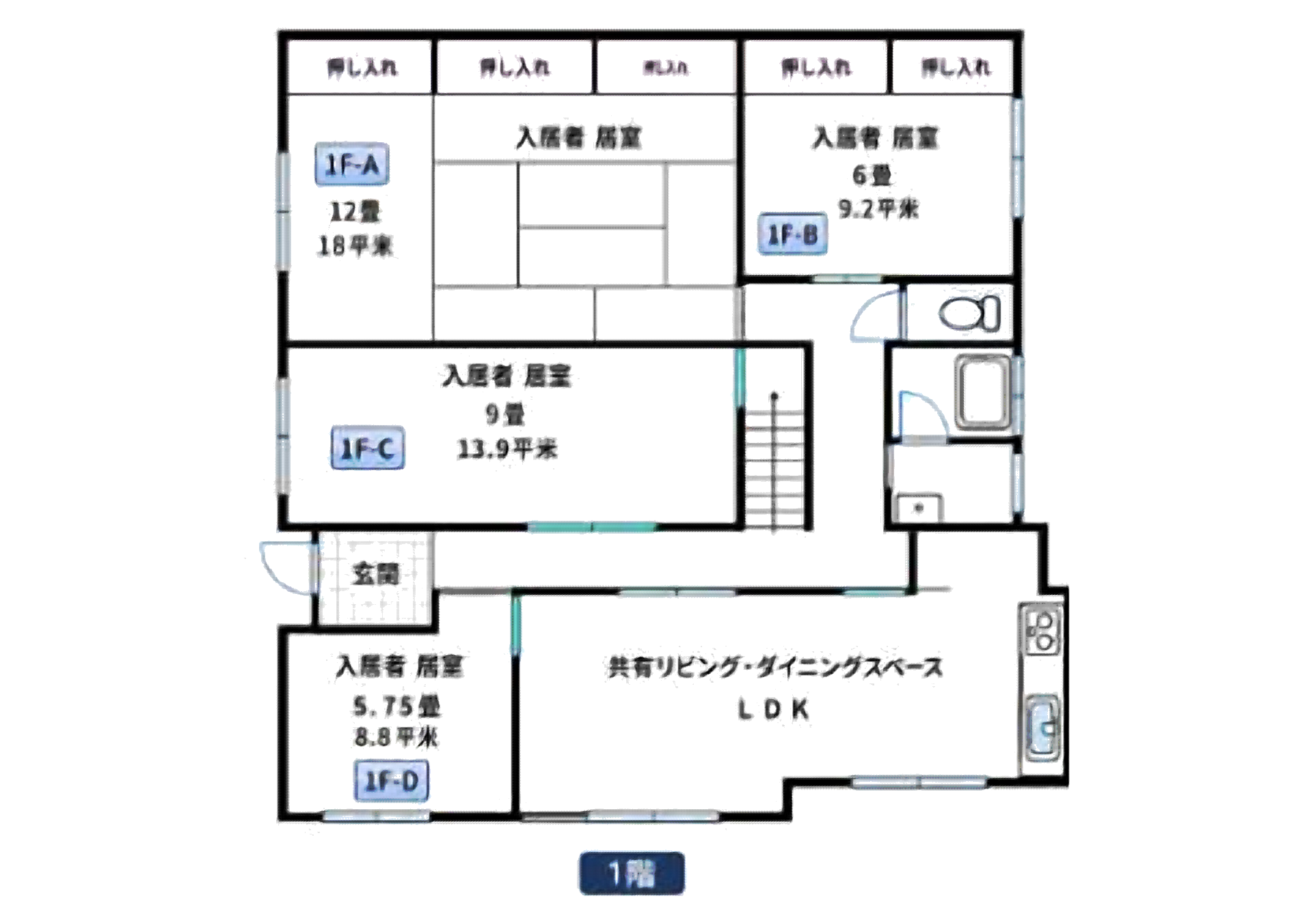 ぶしぞうの家 1階 間取り図